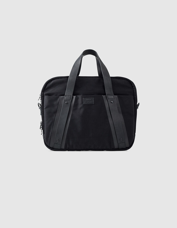 Men's black nylon and leather bag  - IKKS