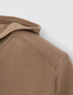 Beige Herrenstrickjacke mit Rei&szlig;verschluss und Kapuze-5