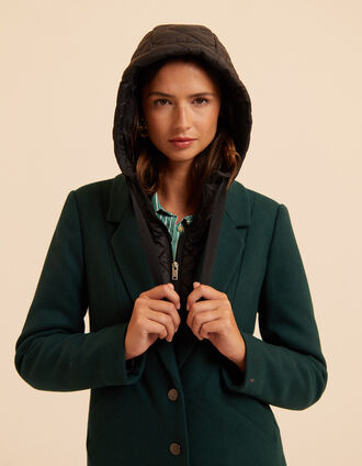 Manteau vert parementure doudoune amovible I.Code