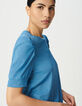Tee-shirt bleu irisé maille côtelée irisée-4