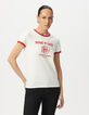 Tee-shirt blanc coton bio message et broderie rose Femme-2