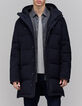 Men's long navy quilted down jacket-1