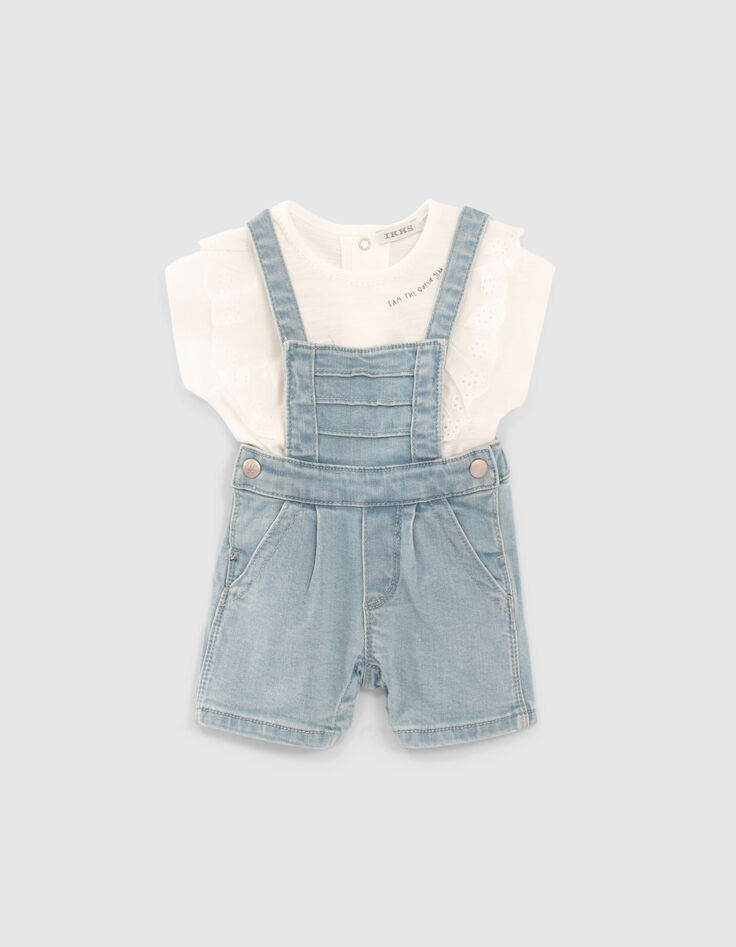 Conjunto peto vaquero y camiseta bebé niña-1