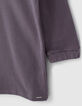Robe-sweat gris de lin à capuche et message fille-5