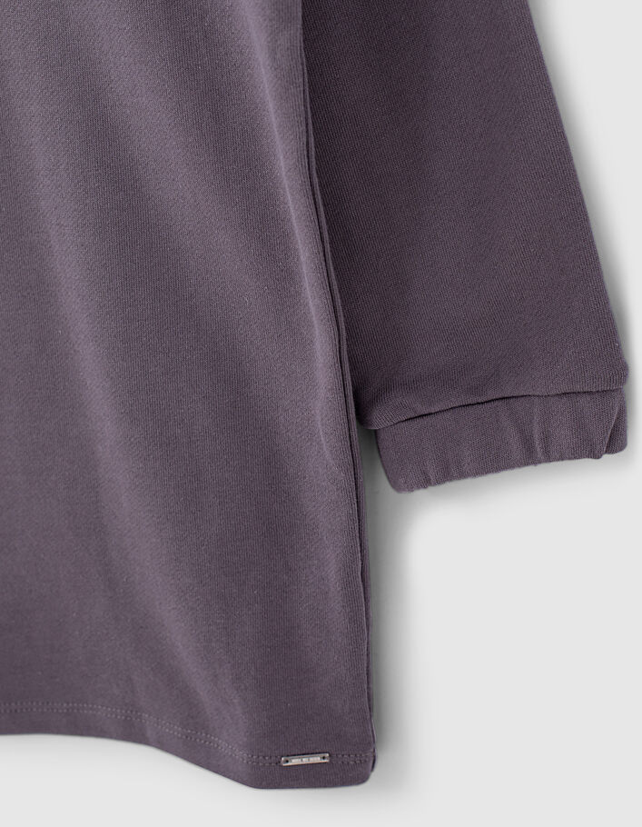 Girls’ linen grey slogan hooded sweatshirt-dress - IKKS