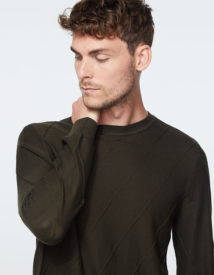 Men’s bronze knit sweater with diagonal lines-4
