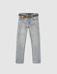 Jean slim bleu avec ceinture tressée garçon-4