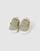 Kaki sneakers linnen, twee materialen babyjongens-6
