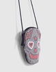 Silberfarbene M&auml;dchenhandtasche in Totenkopfform-6
