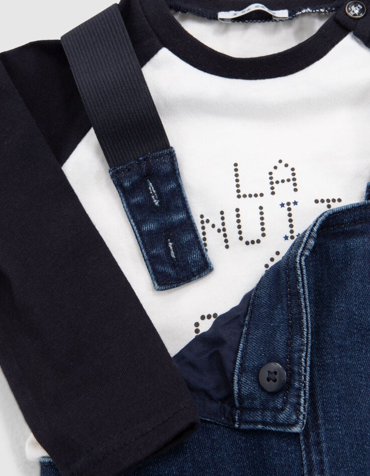 Ensemble 2-en-1 T-shirt et salopette jean bébé garçon-8