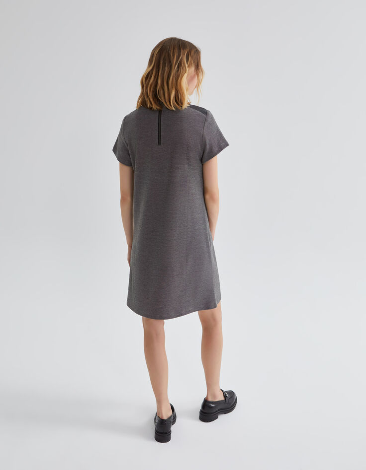Robe grise faux-uni détails rock Femme-2