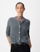 Cardigan gris tricot mousseux 100% laine Femme-2