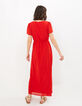 Robe longue flamme brod&eacute;e fleurs I.Code-3