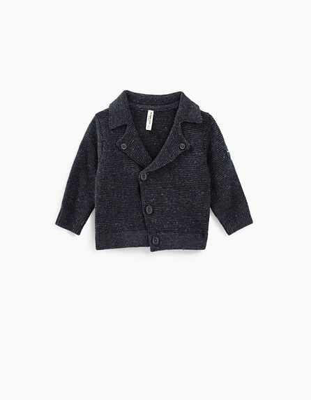 Baby’s grey marl biker-style knit organic cotton cardigan