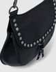 Sac besace The Small Plumber cuir noir clous bijoux femme-4