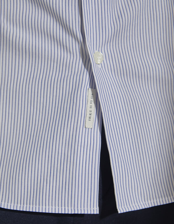 Wit SLIM overhemd fijne marine streepjes Heren-3