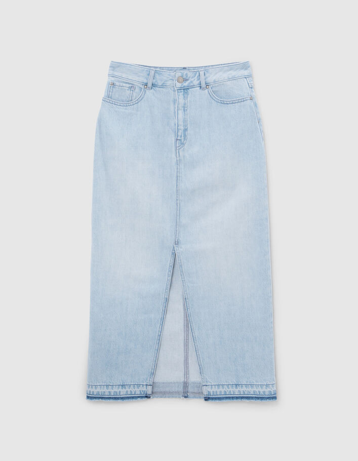 Midi-rok in light blue jeans biokatoen Dames - IKKS