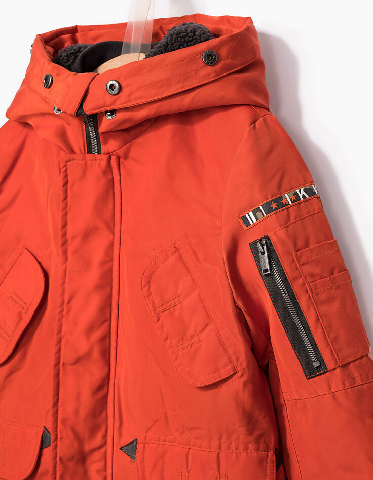 Oranje parka voor jongens -5
