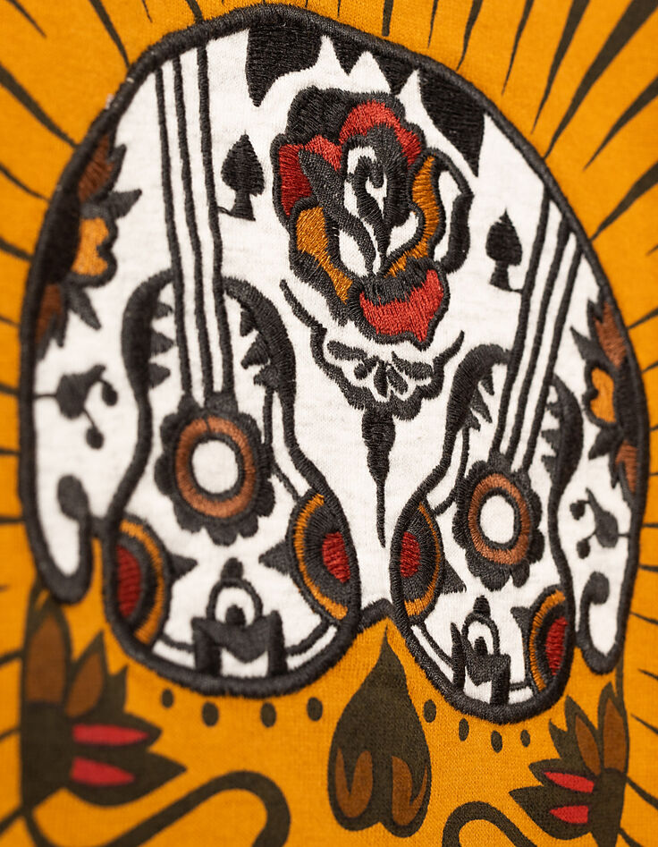 Tee-shirt jaune visuel calavera garçon-4 Tee-shirt jaune visuel calavera garçon-4