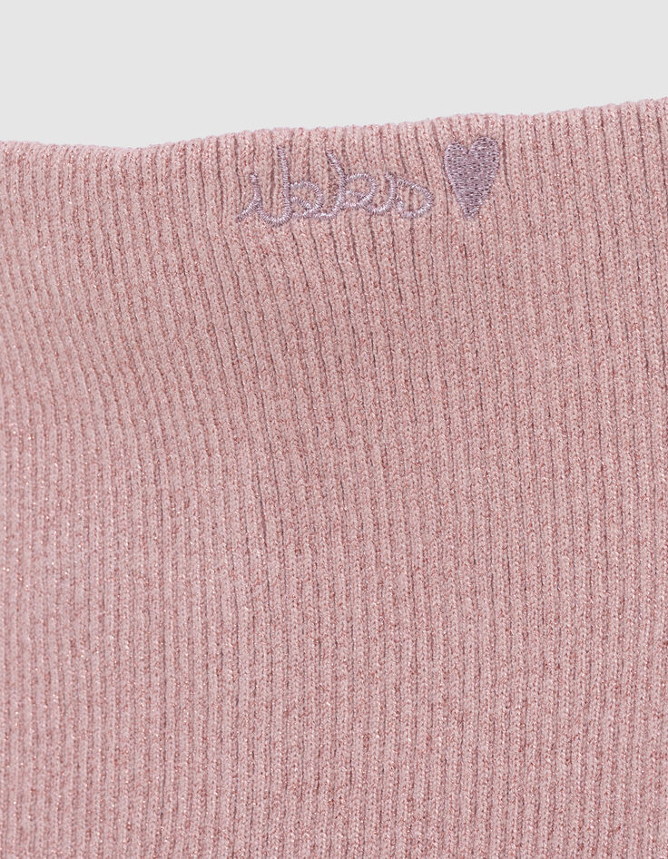 Pink knitted recycled snood for girls-5