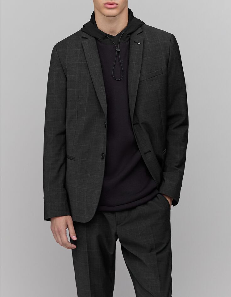 Chaqueta de traje de cuadros antracita para hombre-10