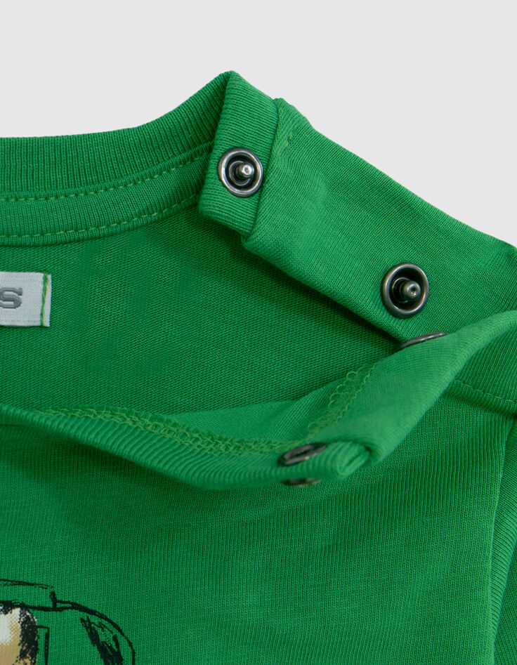 T-Shirt Bio-Baumwolle Grün, Hund-Metro-Motiv, Baby Junge-3