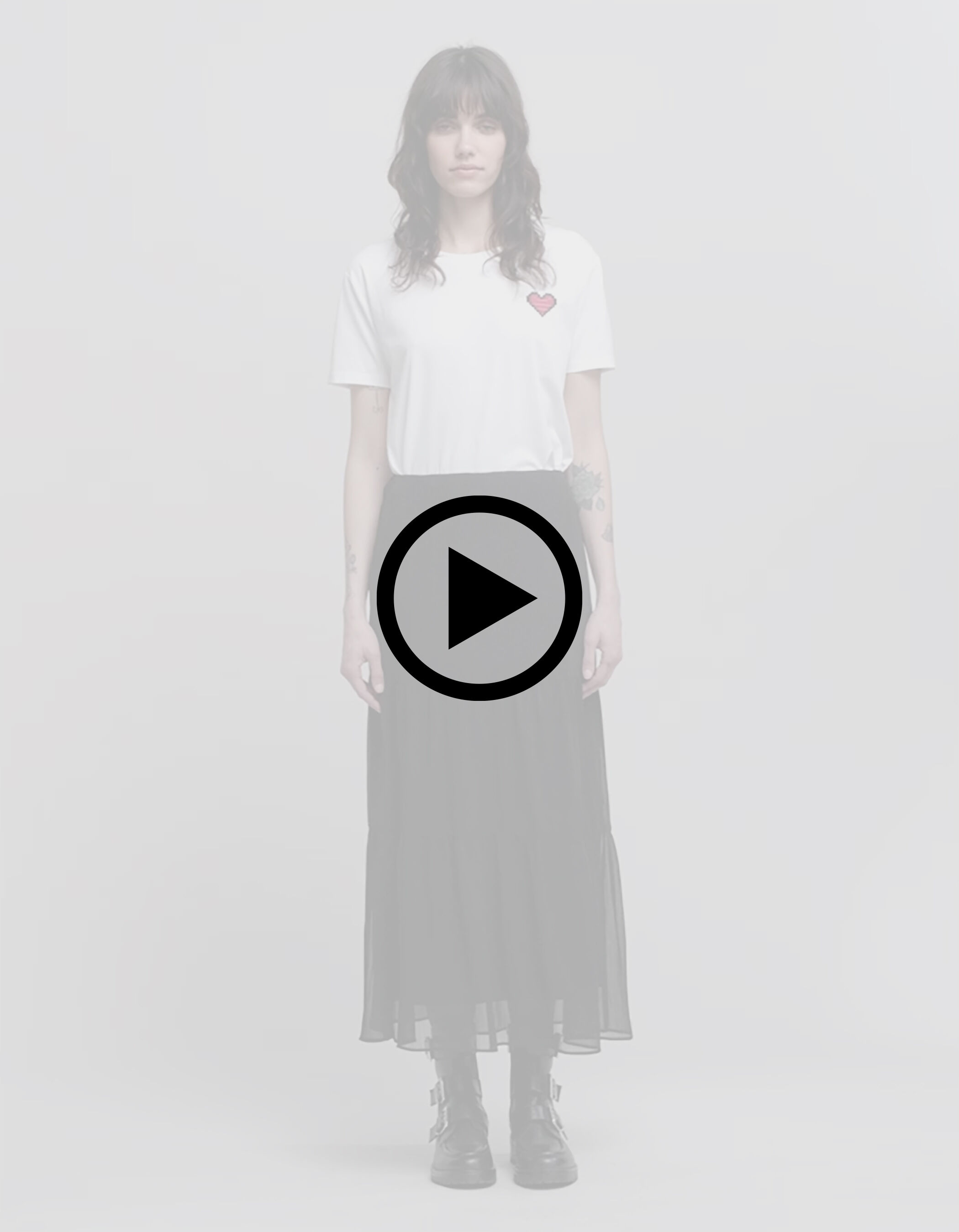 Jupe longue noire voile crepon Femme IKKS