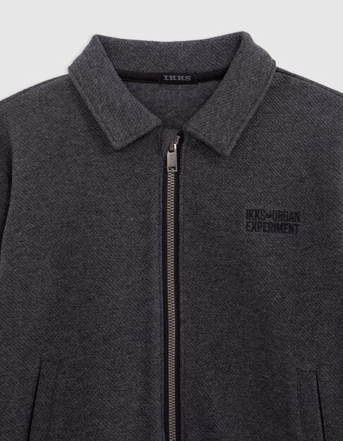 Cardigan zippé gris maille Ottoman broderie dos garçon Cardigan zippé gris maille Ottoman broderie dos garçon - IKKS