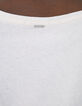 Weißes Damen-T-Shirt mit Totenkopf- und Blumenprint-6