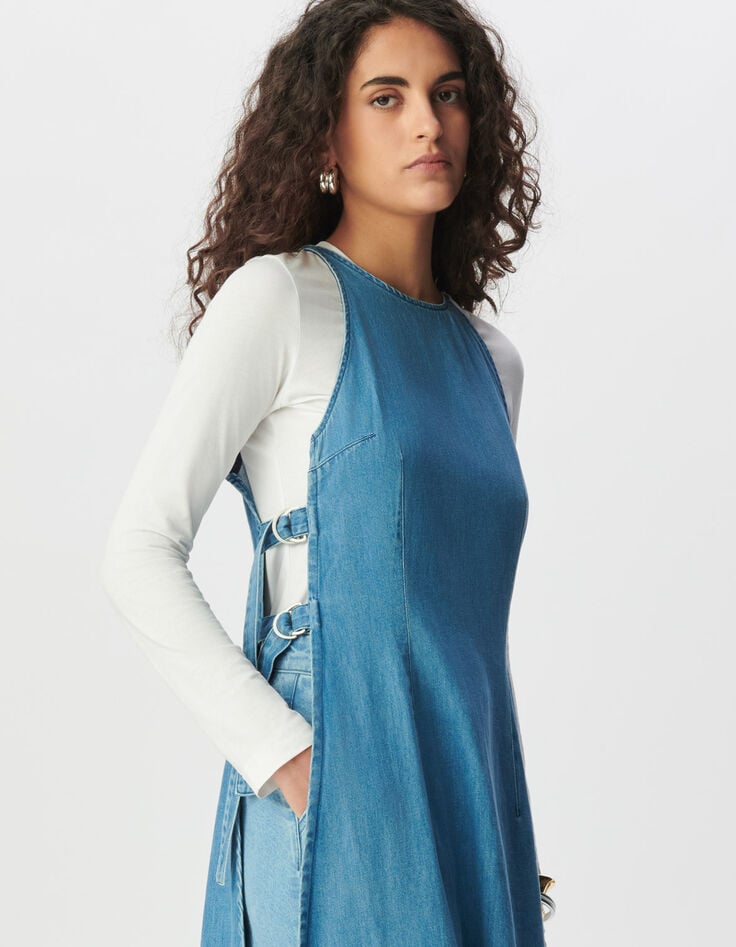 Long open sides waterless denim dress-6 Long open sides waterless denim dress-6