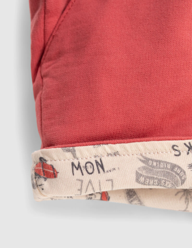 Baby boys' red and rock print reversible Bermuda shorts-7