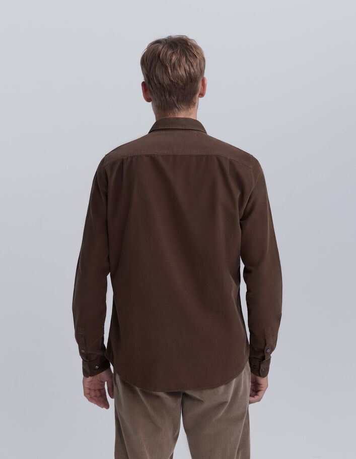 Braunes REGULAR-Herrenhemd aus fein gestreiftem Velours-4
