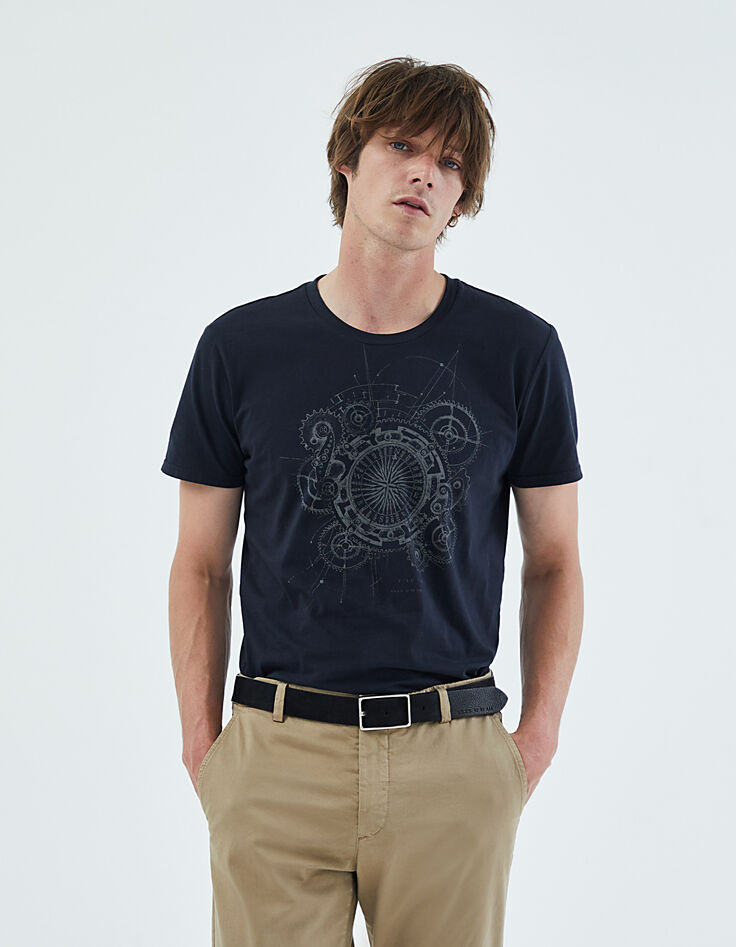 Tee-shirt marine visuel boussole Homme-6