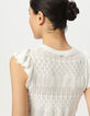 Witte korte mouwloze trui fantasietricot Dames-5