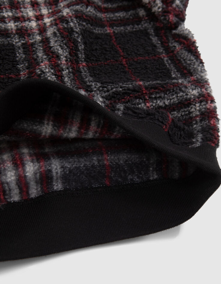 Boy's black recycled sherpa plaid sweatshirt-6