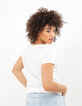 I.Code white organic T-shirt with slogan and exotic print-3