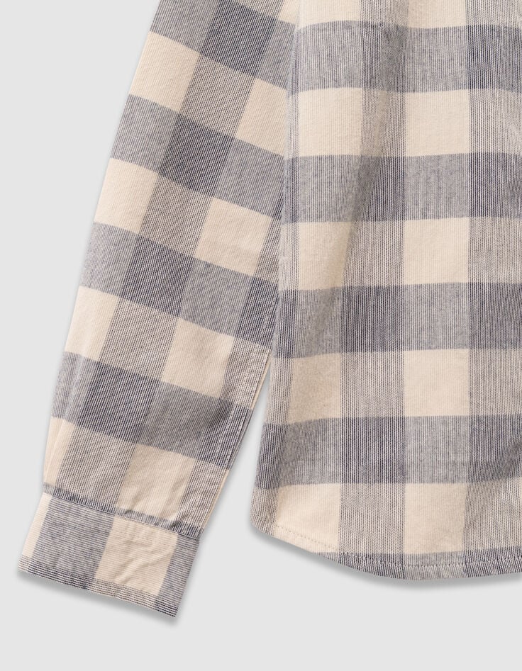 Boys’ grey blue velvet check shirt-4 Boys’ grey blue velvet check shirt-4