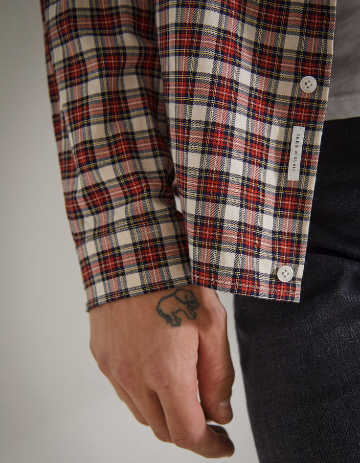Chemise SLIM rouge &agrave; motif carreaux Homme-4