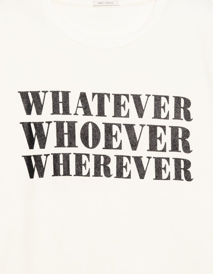 Tee-shirt blanc message paillettes noires Femme-7 Tee-shirt blanc message paillettes noires Femme-7