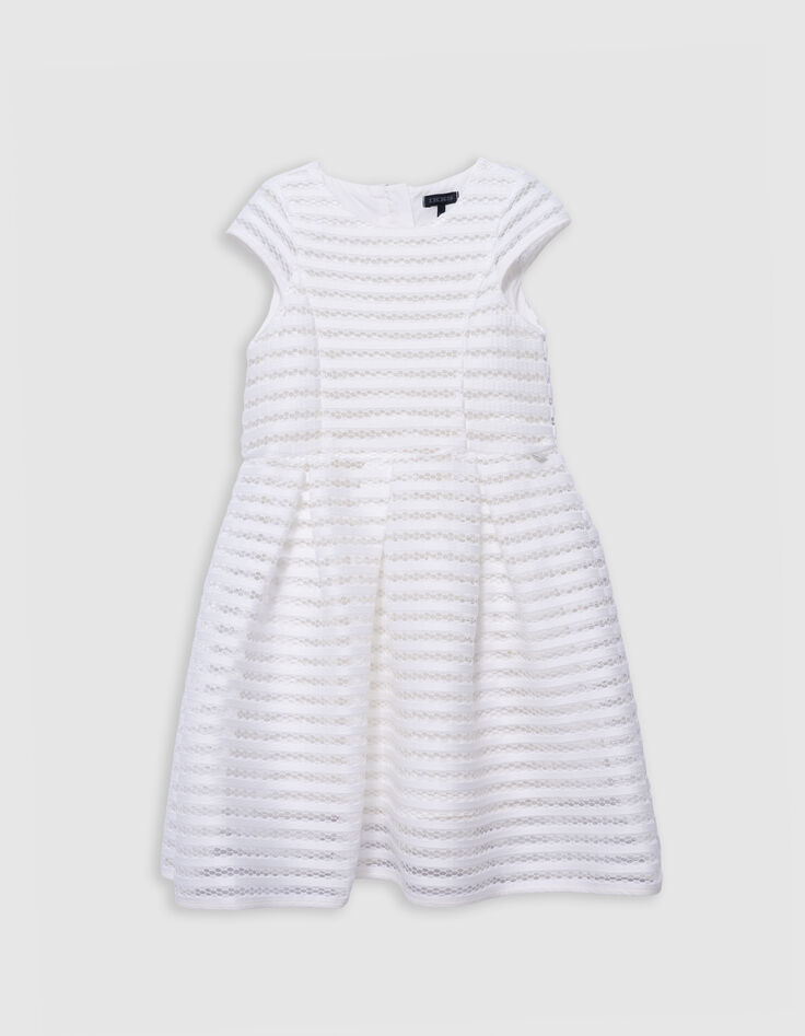 Robe patineuse blanche rayures ajourées dentelle fille-3