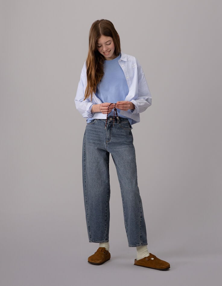 Blaue Mädchen-Ballonjeans mit Kordel-6 Blaue Mädchen-Ballonjeans mit Kordel-6