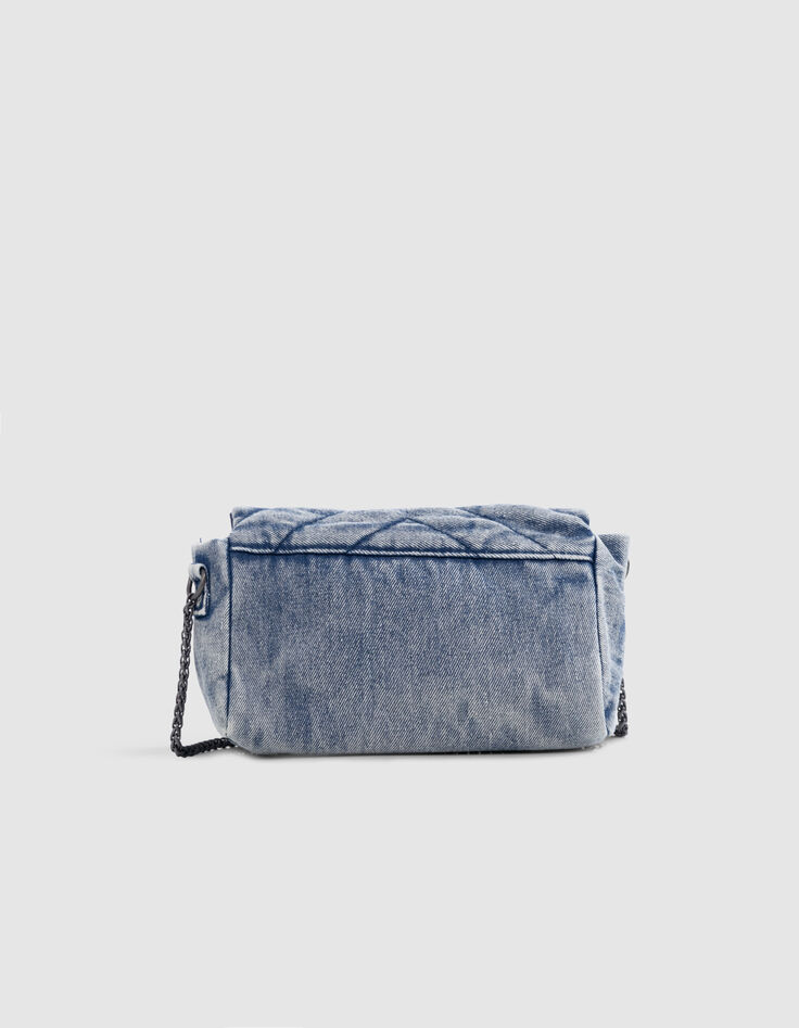 Sac à main en jean bleu rabat matelassé fille-5