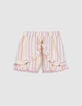 Rosa Shorts mit R&uuml;schen und Streifenmuster f&uuml;r M&auml;dchen-1