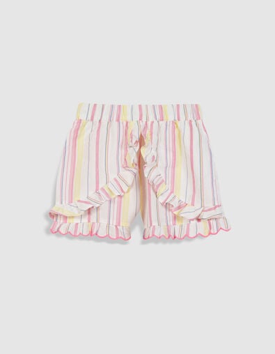 Rosa Shorts mit R&uuml;schen und Streifenmuster f&uuml;r M&auml;dchen - IKKS