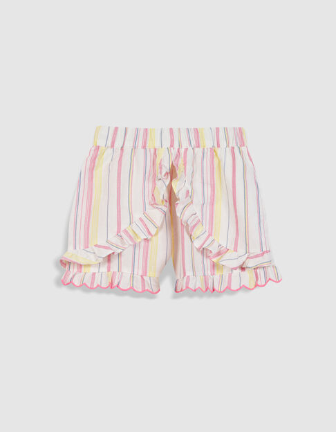 Rosa Shorts mit R&uuml;schen und Streifenmuster f&uuml;r M&auml;dchen - IKKS