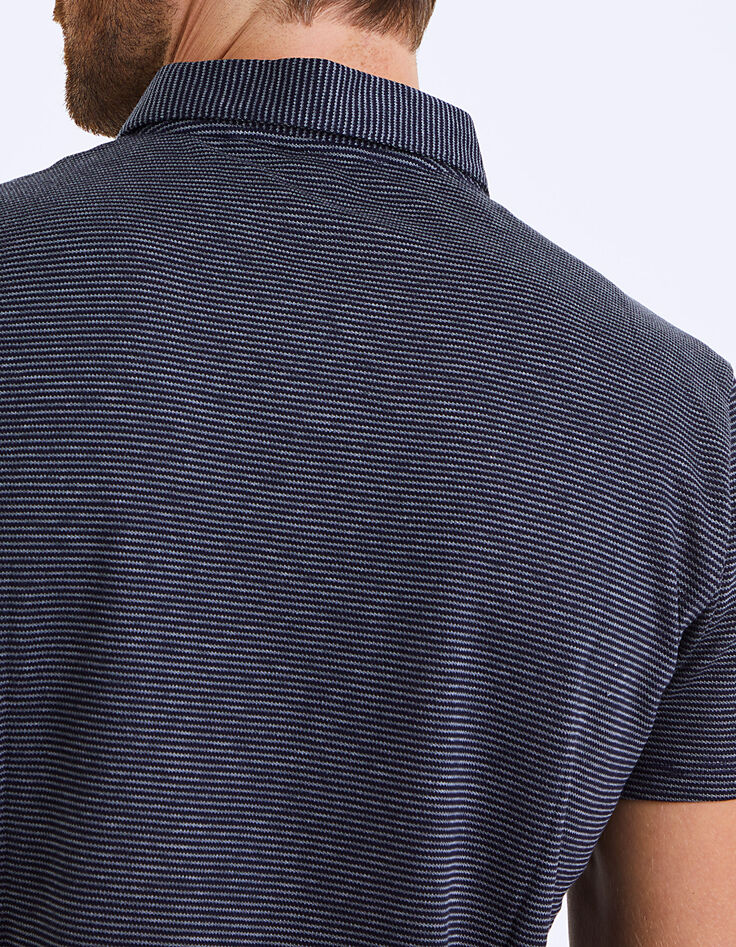 Polo bleu marine à rayures fines Homme-4 Polo bleu marine à rayures fines Homme-4
