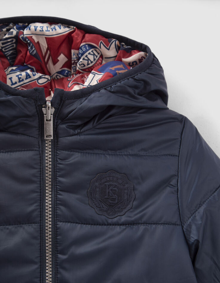 Boys’ navy/badge print reversible padded jacket-6