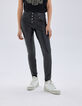Pantalones skinny negros rock botones presión mujer-2