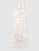 Vestido blanco roto ganchillo forro abertura lateral mujer-6