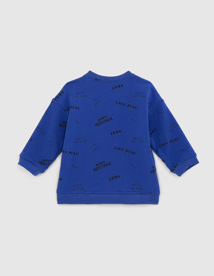 Sweat bleu avec print tampons bébé garçon -3